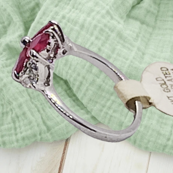 👣4/$20. 14KT Gold Electroaplatedr w/Red & Clear Cubic Zirconia - Picture 7 of 8